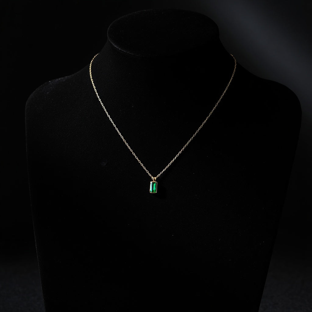 Willow Emerald Baguette Necklace